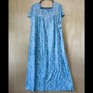 Flannel Night Gown Blue Paisley 3XL